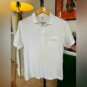 JCrew White Breathable Cotton Polo - Mens Medium
